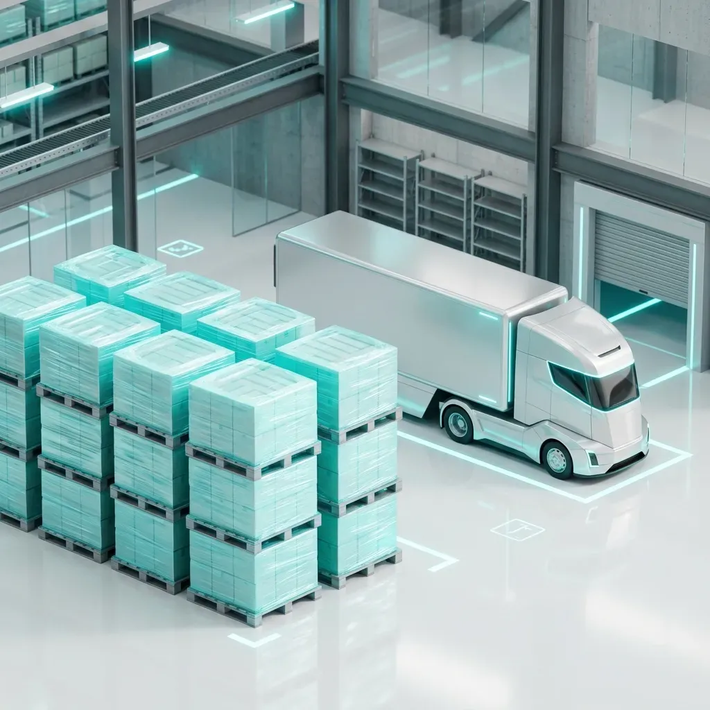 Palletised interstate freight stacked on a pallet icon