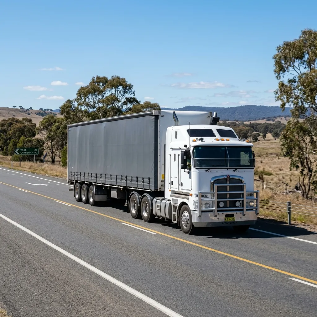 Standard tautliner semi-trailer on an Australian highway