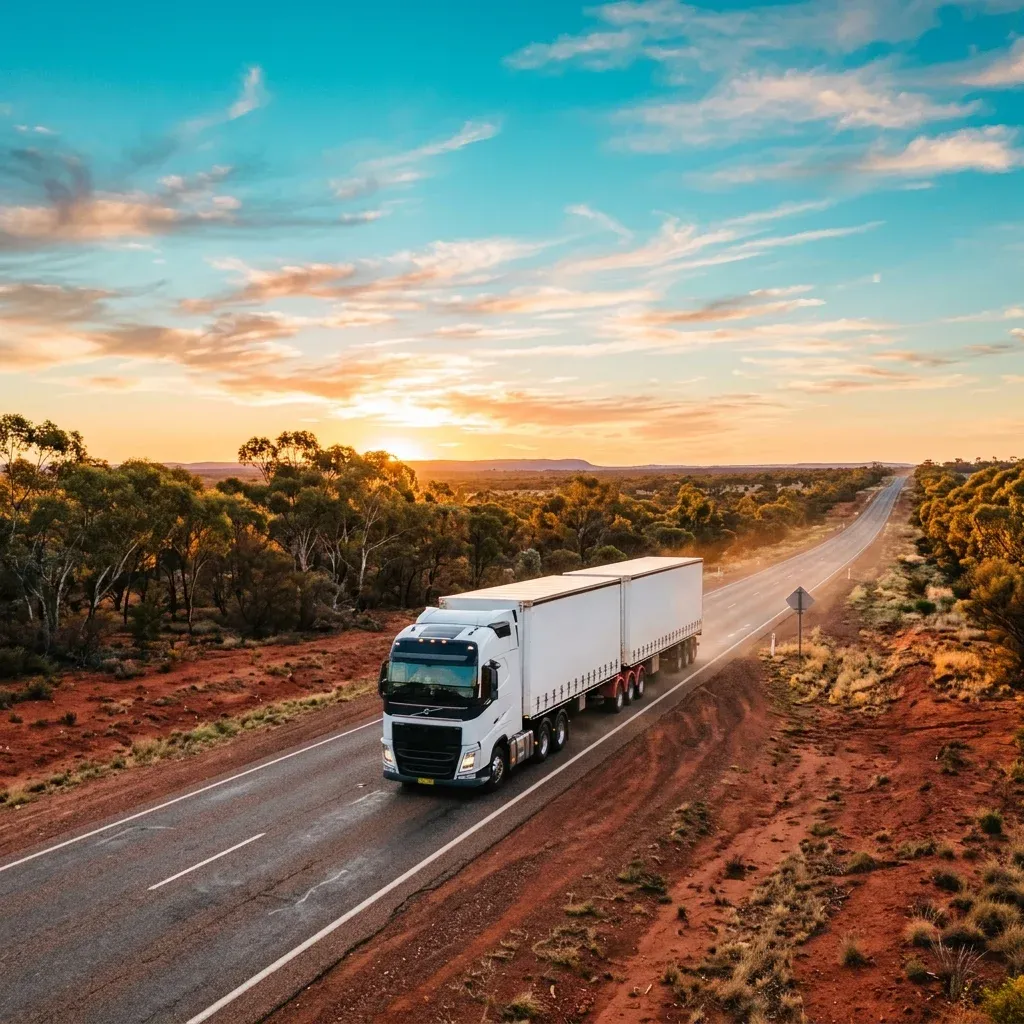 Ozcoast Logistics truck travelling on an open Australian highway