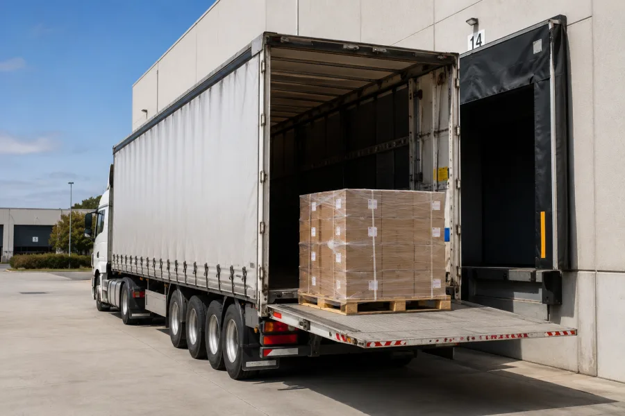 Pallet unloaded at a Perth distribution dock