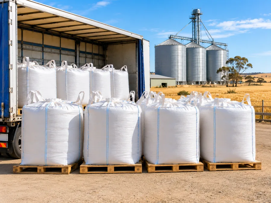 Grain and produce staged at an Eyre Peninsula depot for the return run