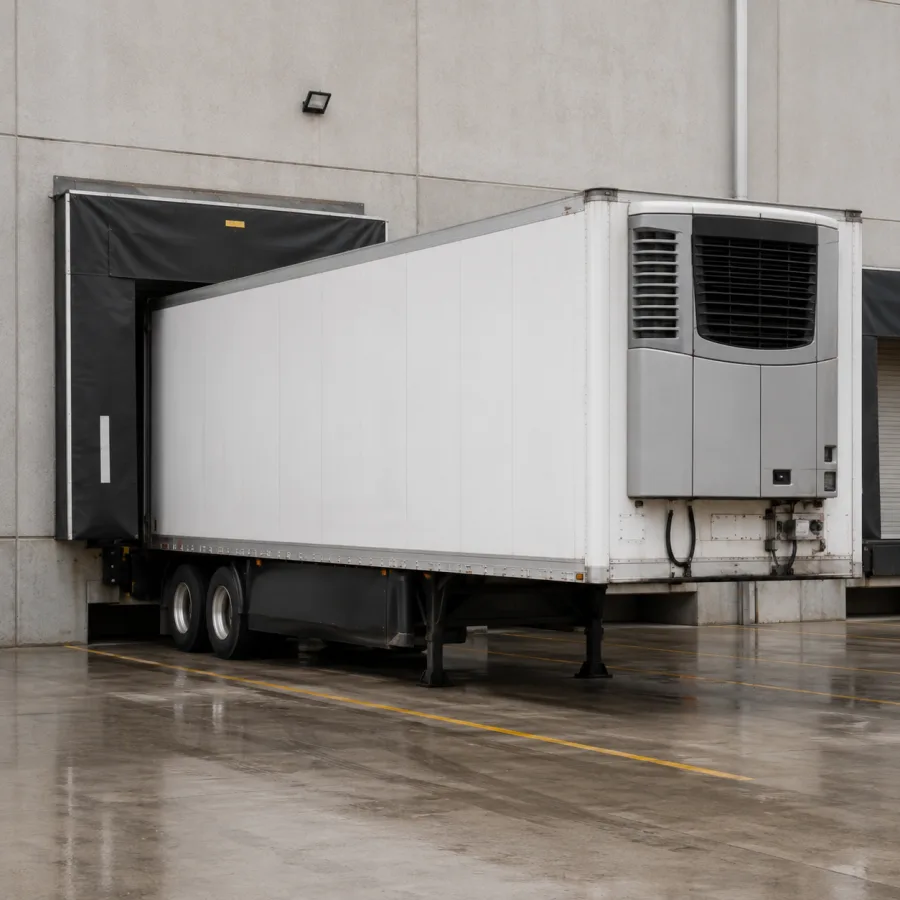 Refrigerated trailer sealed into a chilled dock in Western Sydney