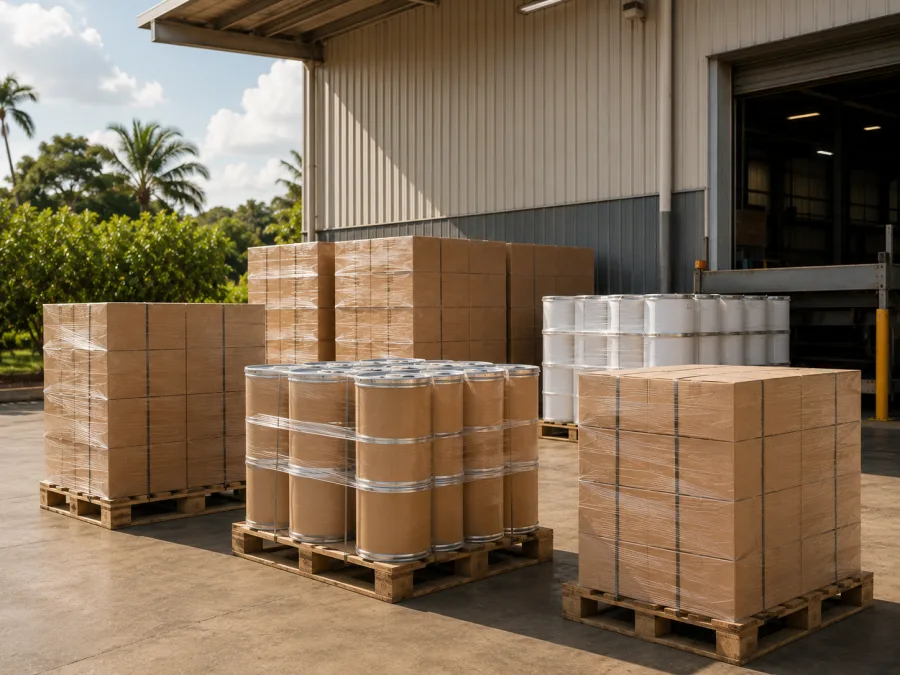 Packaging and ingredients staged at a Bundaberg processing facility