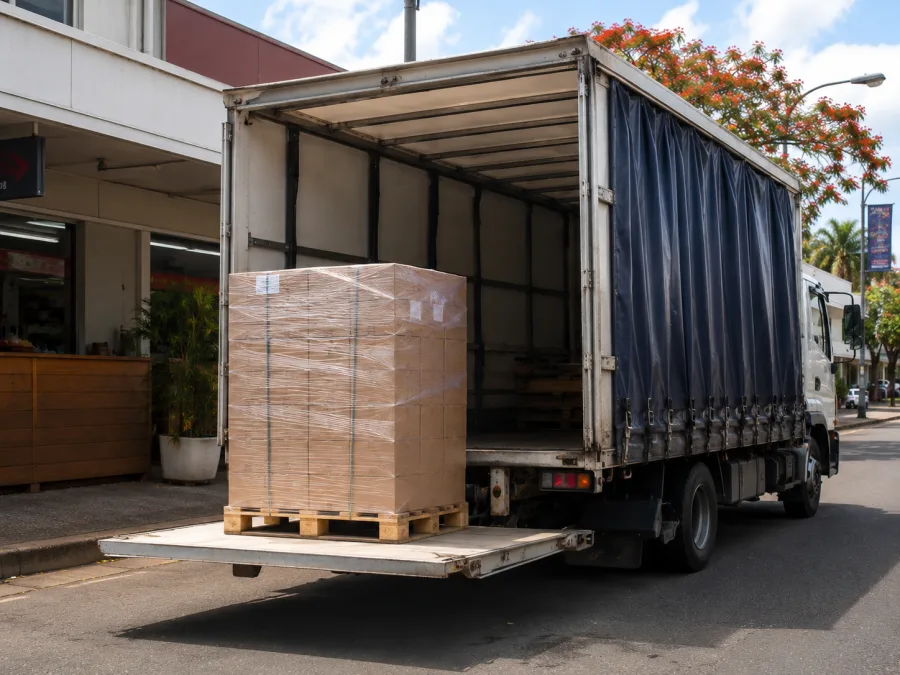 Pallet unloaded at a business in the Bundaberg town centre