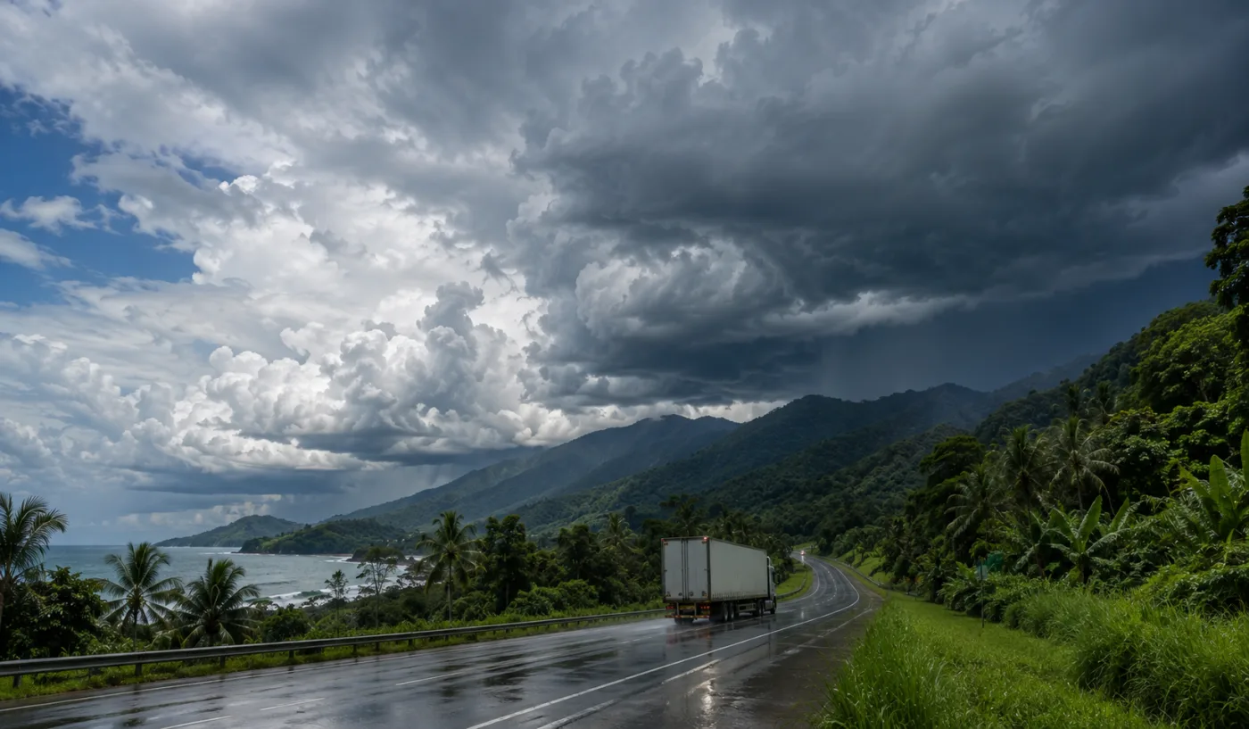 Monsoon build-up over the Bruce Highway through the tropical far north