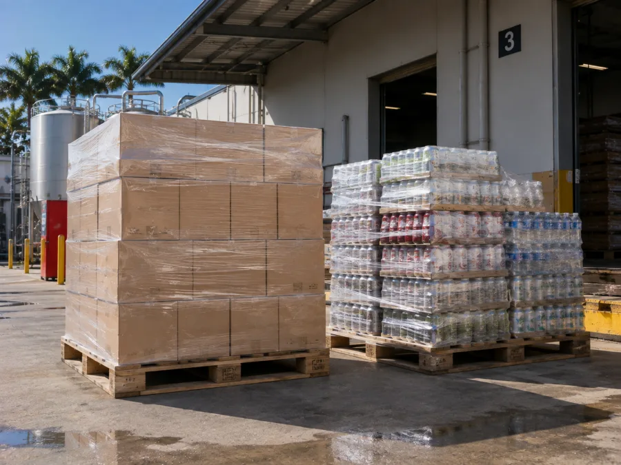 Palletised food and beverage staged at a south east Queensland manufacturer