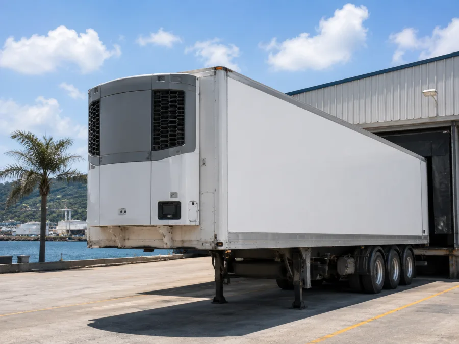 Refrigerated trailer at a Gladstone regional dock