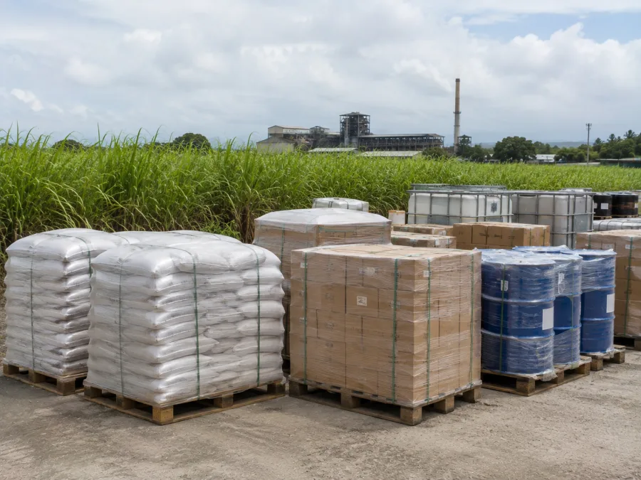 Palletised consumables staged for the Mackay cane district