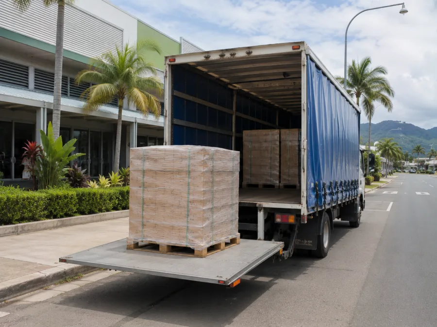 Pallet unloaded at a business in the Mackay town centre