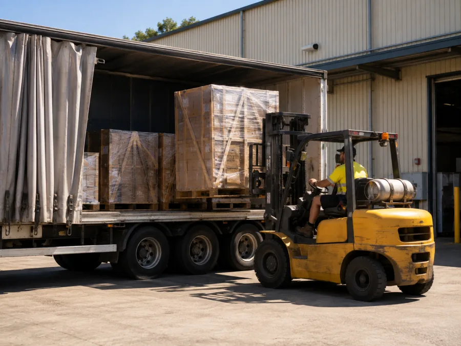 Manufactured product loaded at a Queensland factory for the run west