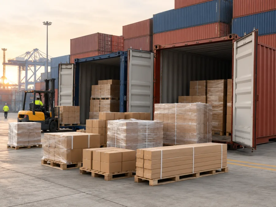 Containers being unpacked at a Sydney yard for the northbound run