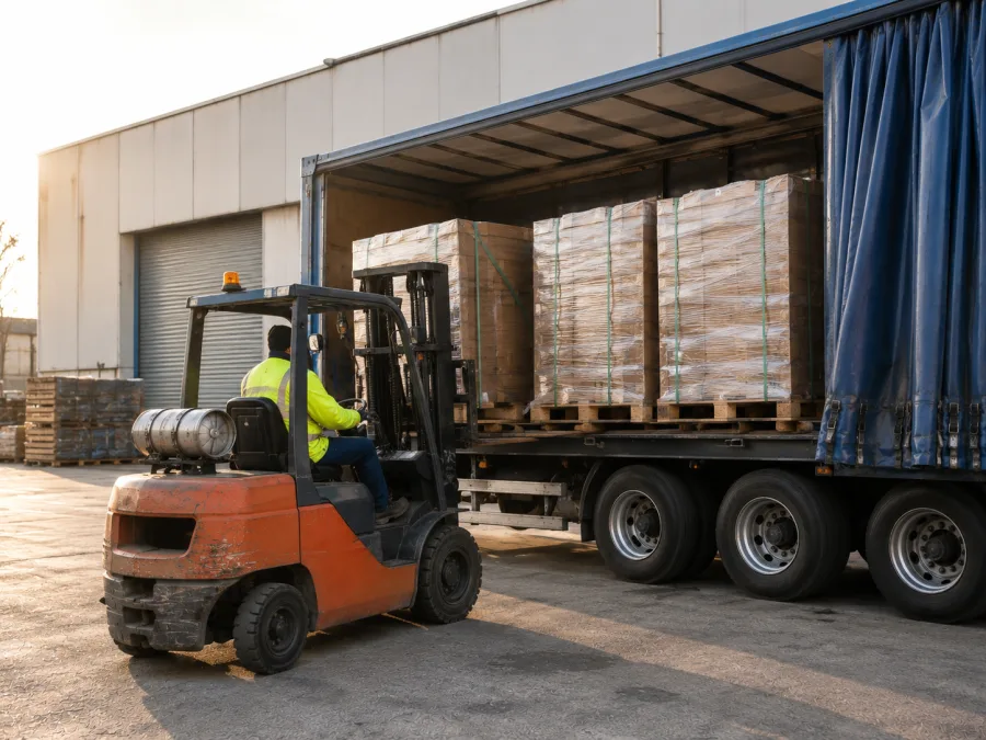 Manufactured product loaded at a Sydney factory for the run north