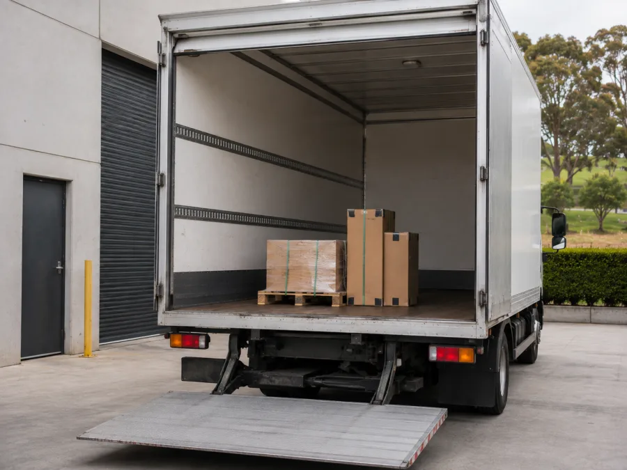 A single small consignment alone on a truck deck for a dedicated same-day run