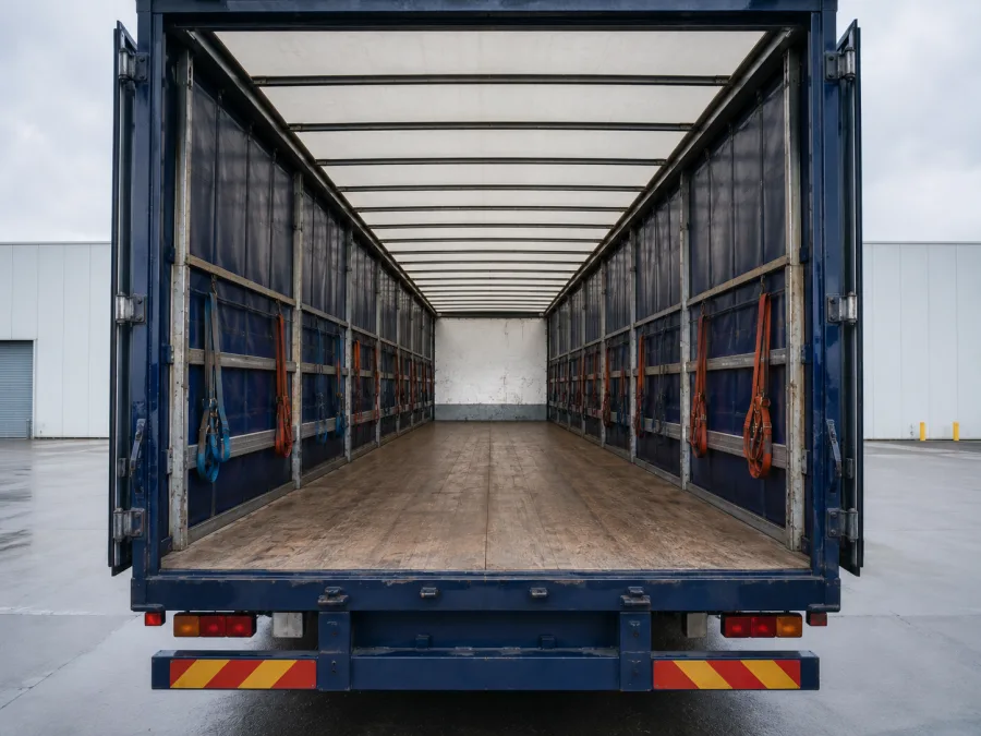 Empty trailer deck open and ready for a southbound backload