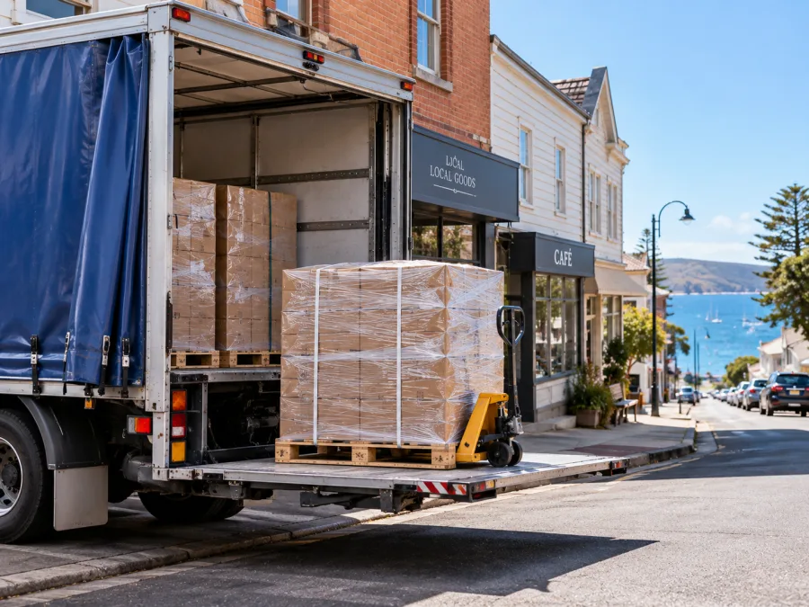 Pallet unloaded at a business in a north-west coast town