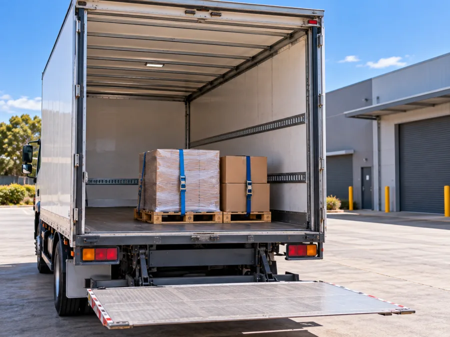 A single small consignment alone on a truck deck for a dedicated same-day run
