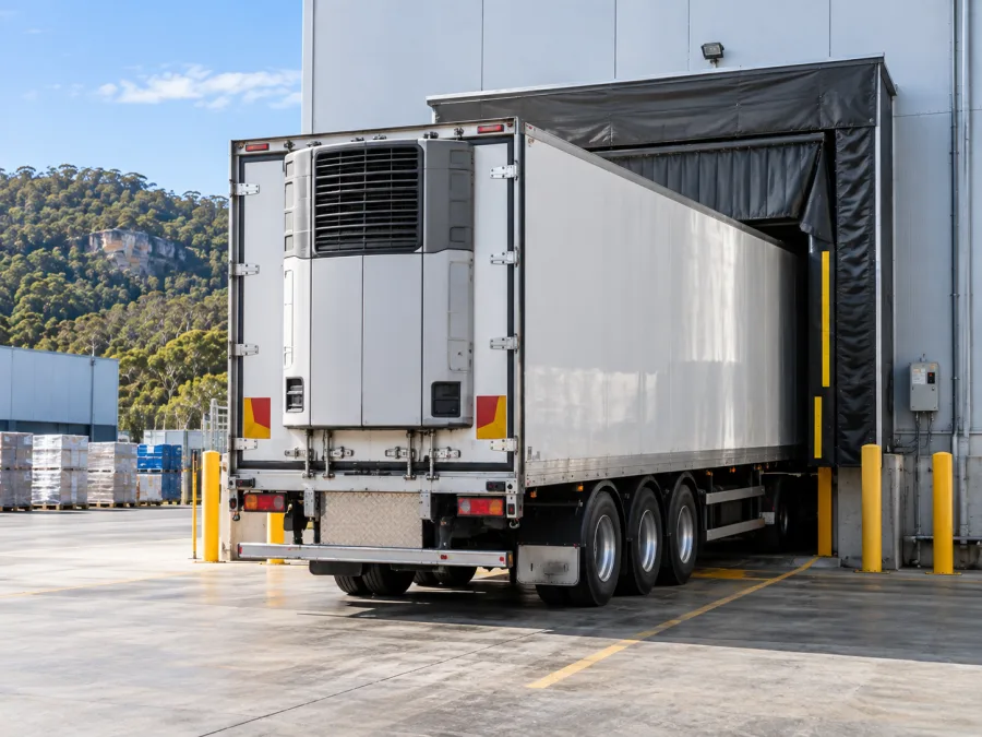 Refrigerated trailer sealed into a chilled dock on the Central Coast