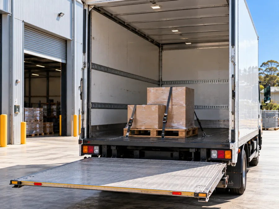 A single small consignment alone on a truck deck for a dedicated same-day run
