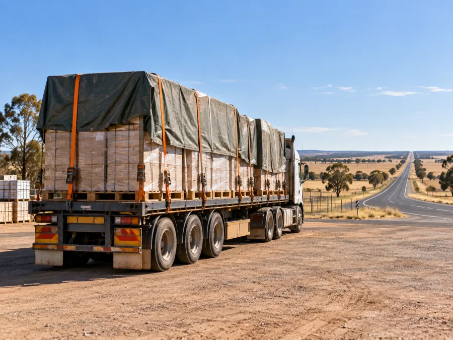 Loaded trailer staged at Dubbo for the onward run into the far west