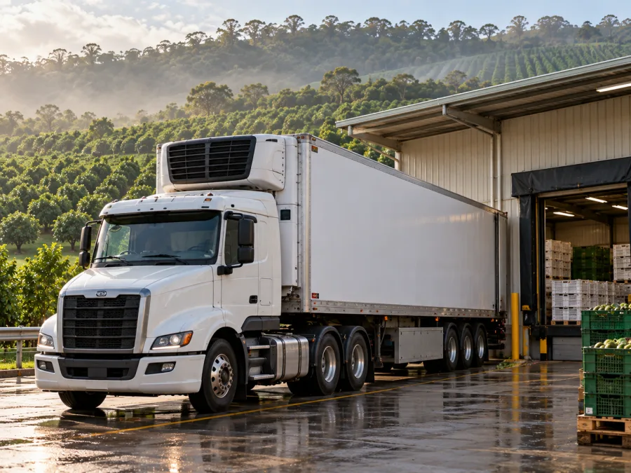 Refrigerated trailer at a Northern Rivers packing shed dock
