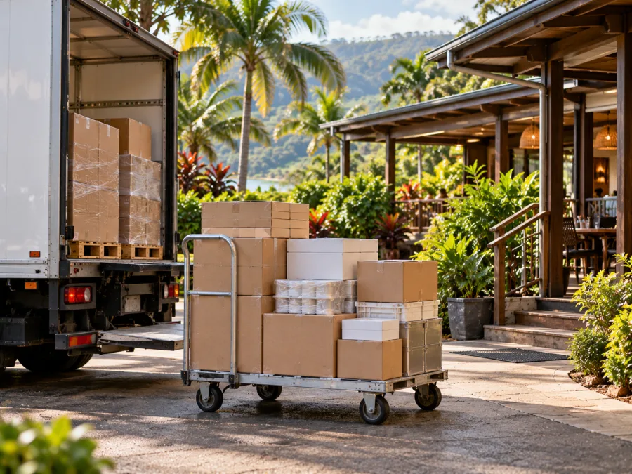 Hospitality supplies unloaded at a Northern Rivers venue service entrance