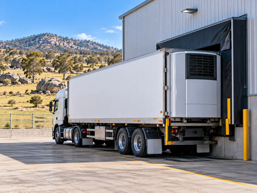 Refrigerated trailer sealed into a chilled dock at a Tamworth facility