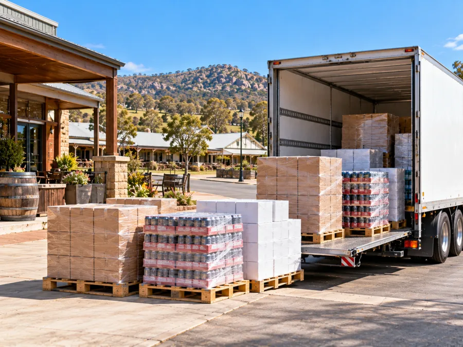 Event and hospitality supplies unloaded at a Tamworth venue entrance