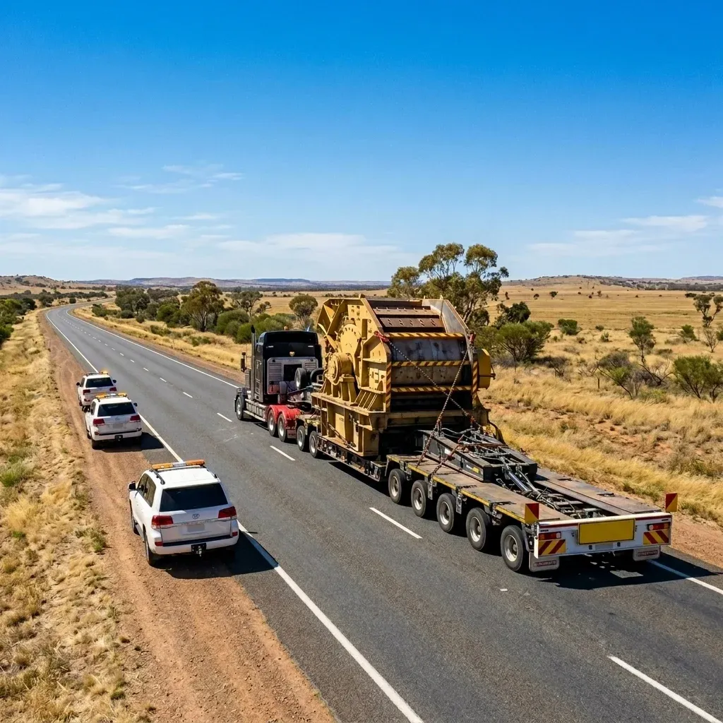 Ozcoast Logistics oversized load with pilot escort on an Australian road