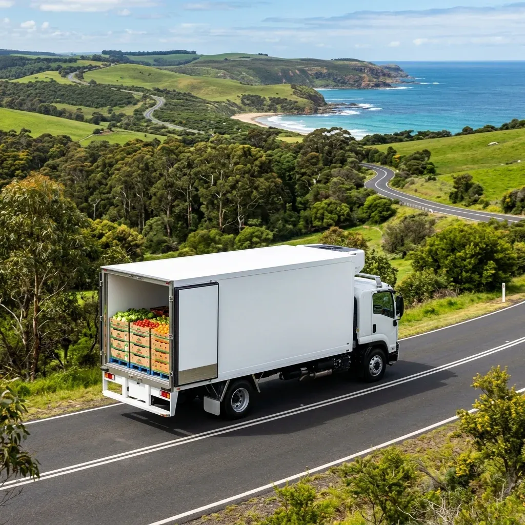 Ozcoast Logistics refrigerated reefer truck delivering temperature-controlled freight